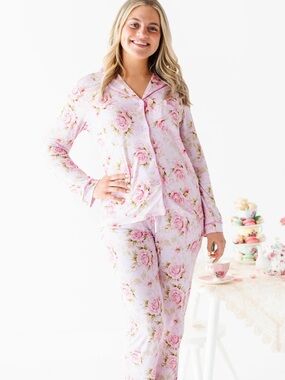 Bums and Roses BAMBOO Womens medium Pajama set rosey moments pink floral set